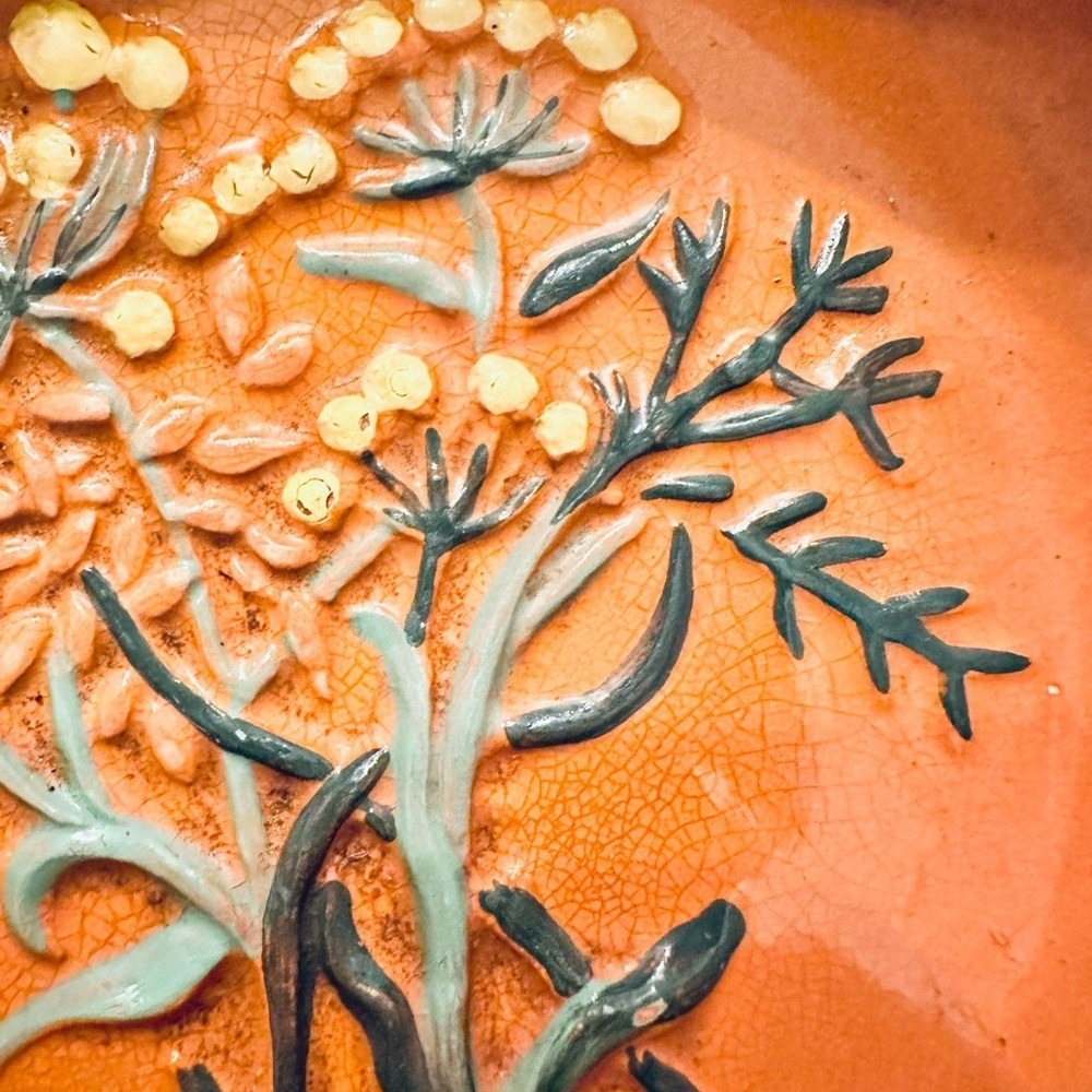 ITH Hand Painted Terracotta Fennel Herb Bowl Orange Glazed Ceramic Trinket Dish - Picture 5 of 5